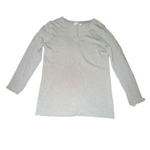 American Giant Premium Slub V Neck T Shirt Women's Size S Heathered Gray L/S